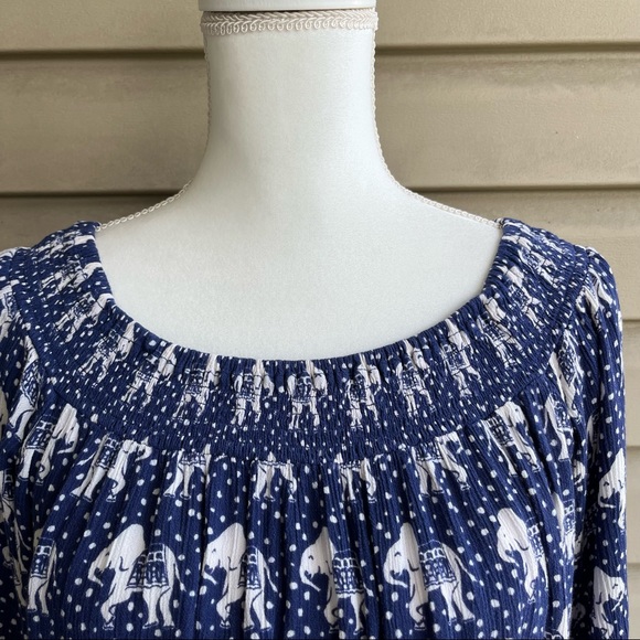 •BCNU• Boho Elephant Peasant Blouse - Size XS - Picture 4 of 9